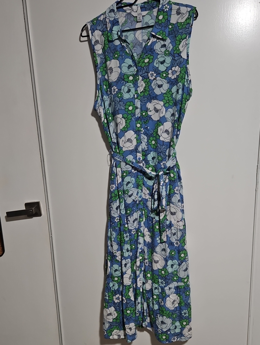Croft & Barrow Sleeveless Floral Shirt Dress Blue Green Size PXL